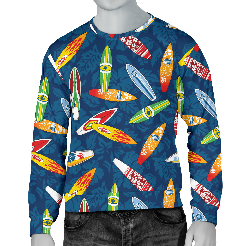 Surfboard Pattern Print Men Long Sleeve Sweatshirt