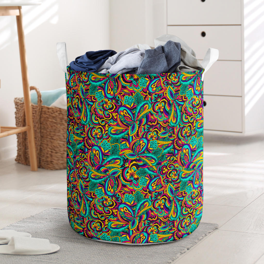 Psychedelic Trippy Floral Design Laundry Basket