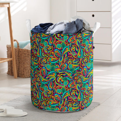 Psychedelic Trippy Floral Design Laundry Basket