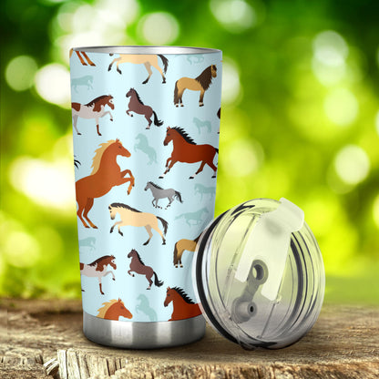Horse Cute Themed Pattern Print Tumbler