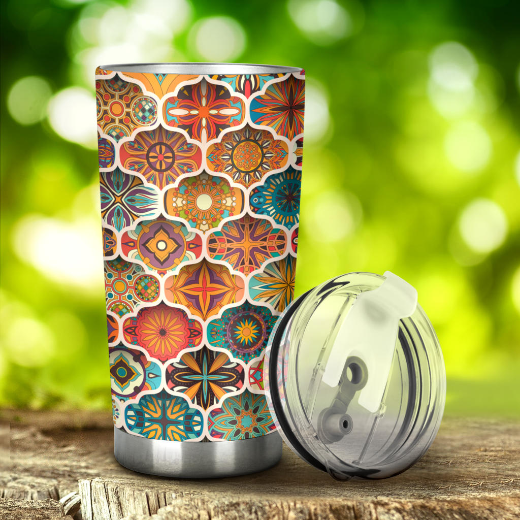 Mandala Mosaic Themed Design Print Tumbler