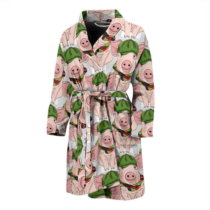 Pig Print Design LKS403 Men Bathrobe
