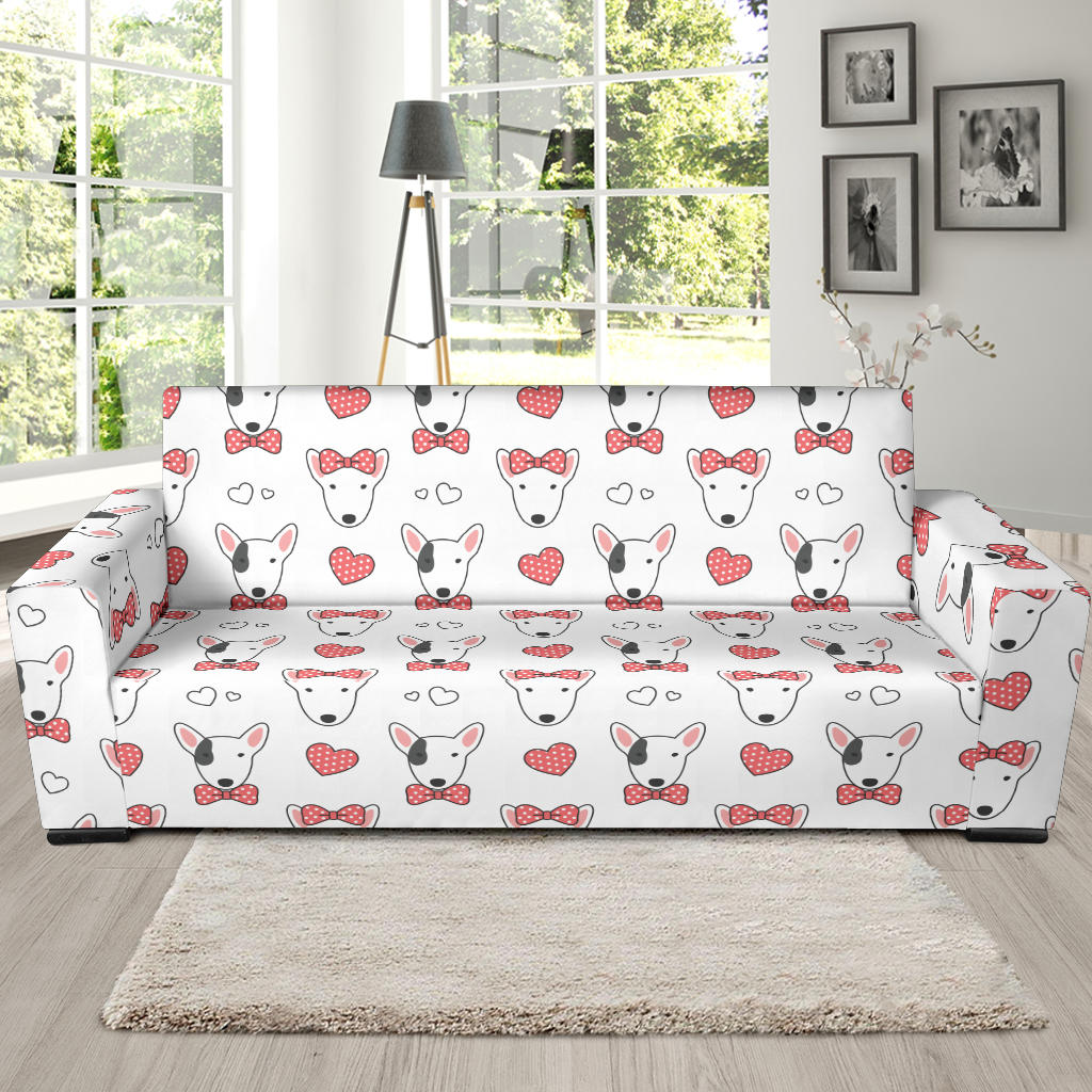 Bull Terriers Pattern Print Design 08 Sofa Slipcover