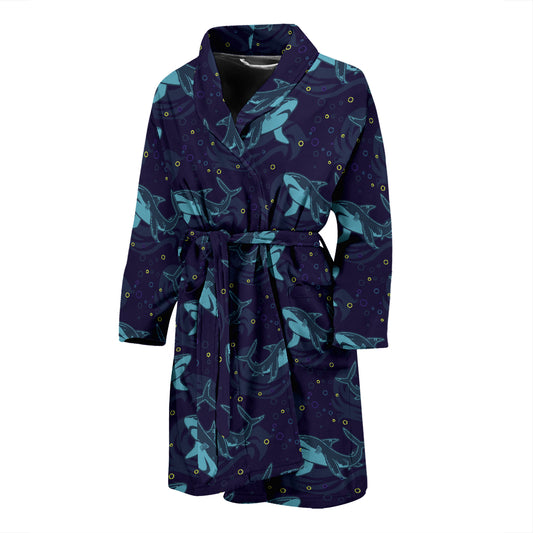 Shark Print Design LKS306 Men Bathrobe