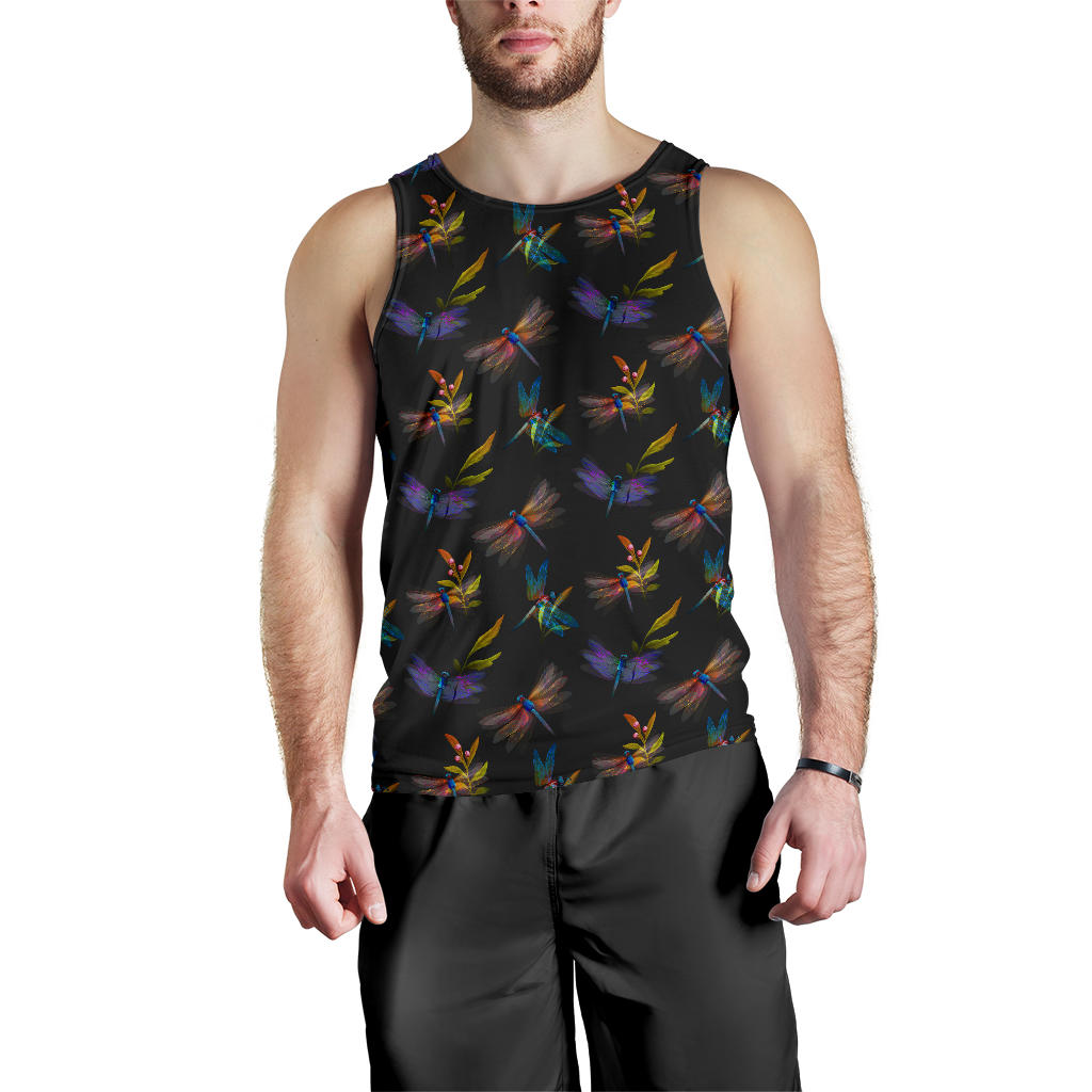 Dragonfly Colorful Realistic Print Men Tank Top