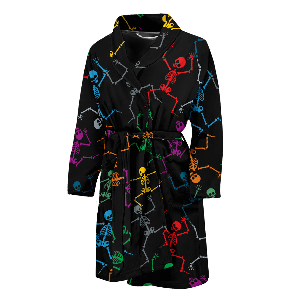Skeleton Colorful Print Design LKS302 Men Bathrobe