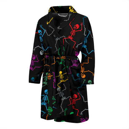 Skeleton Colorful Print Design LKS302 Men Bathrobe