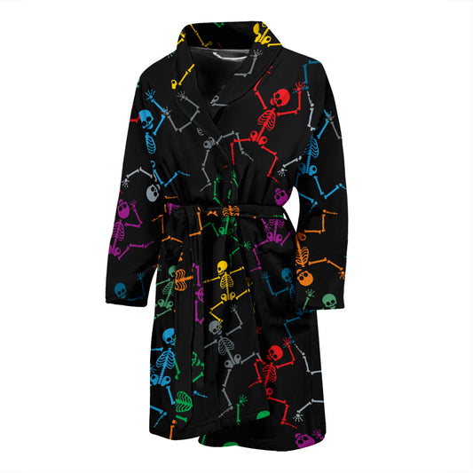 Skeleton Colorful Print Design LKS302 Men Bathrobe