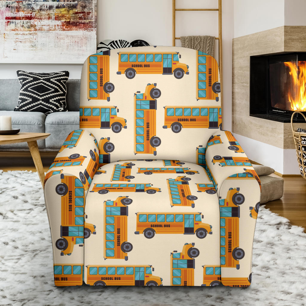School Bus Print Design LKS305 Recliner Slipcover with Pocket