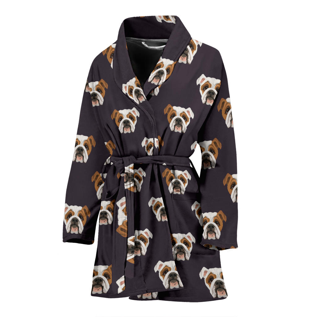 Bulldogs Pattern Print Design 03 Women Bathrobe