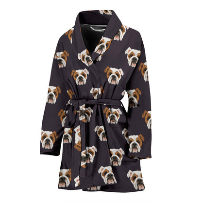 Bulldogs Pattern Print Design 03 Women Bathrobe