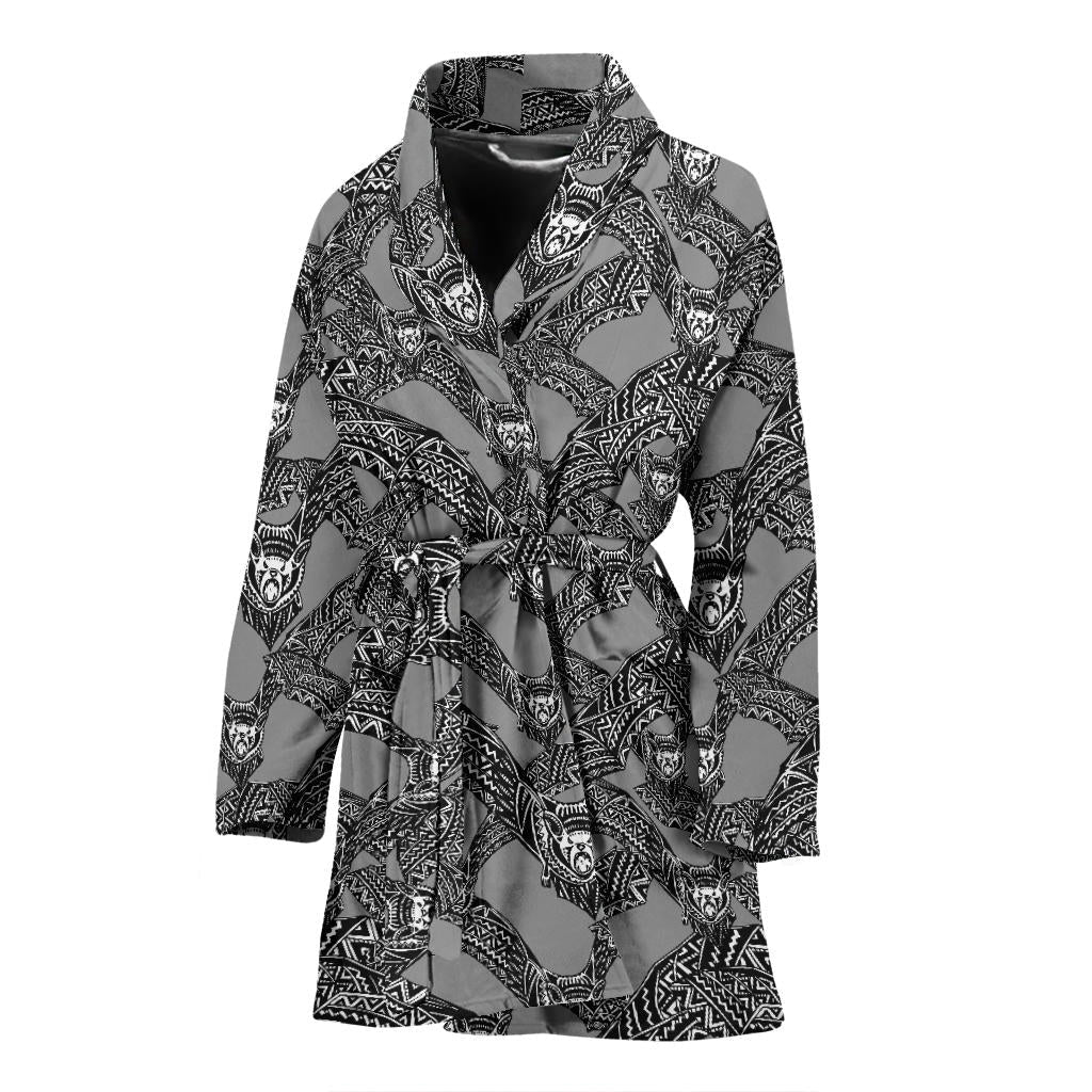 Bat Pattern Print Design 04 Women Bathrobe