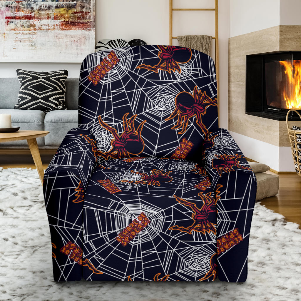 Tarantula Spiderwebs Pattern Print Design 01 Recliner Slipcover with Pocket