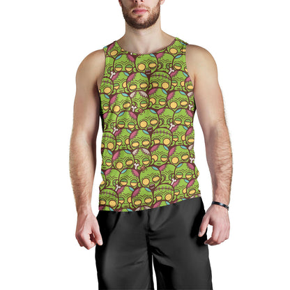Zombie Head Design Pattern Print Men Tank Top
