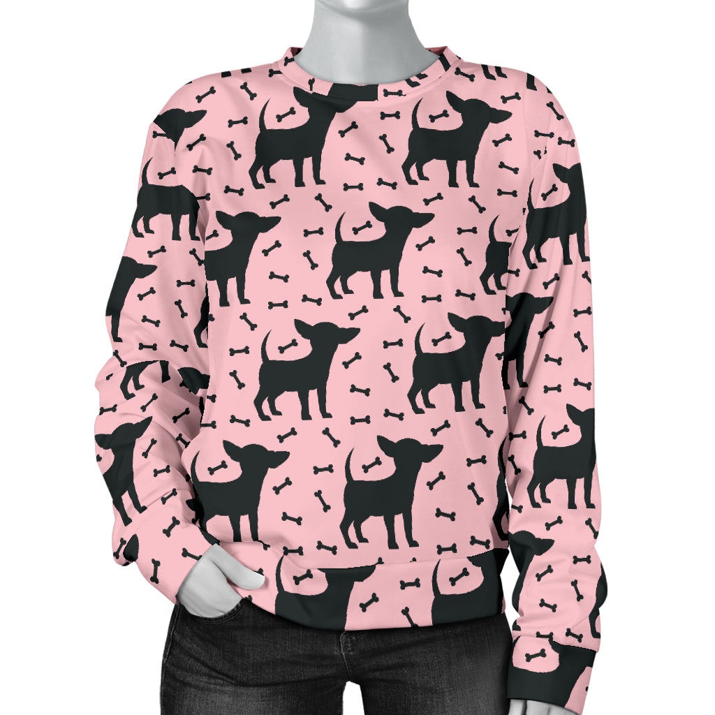 Chihuahua Pink Print Pattern Women Long Sleeve Sweatshirt
