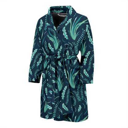 Seaweed Print Design LKS302 Men Bathrobe