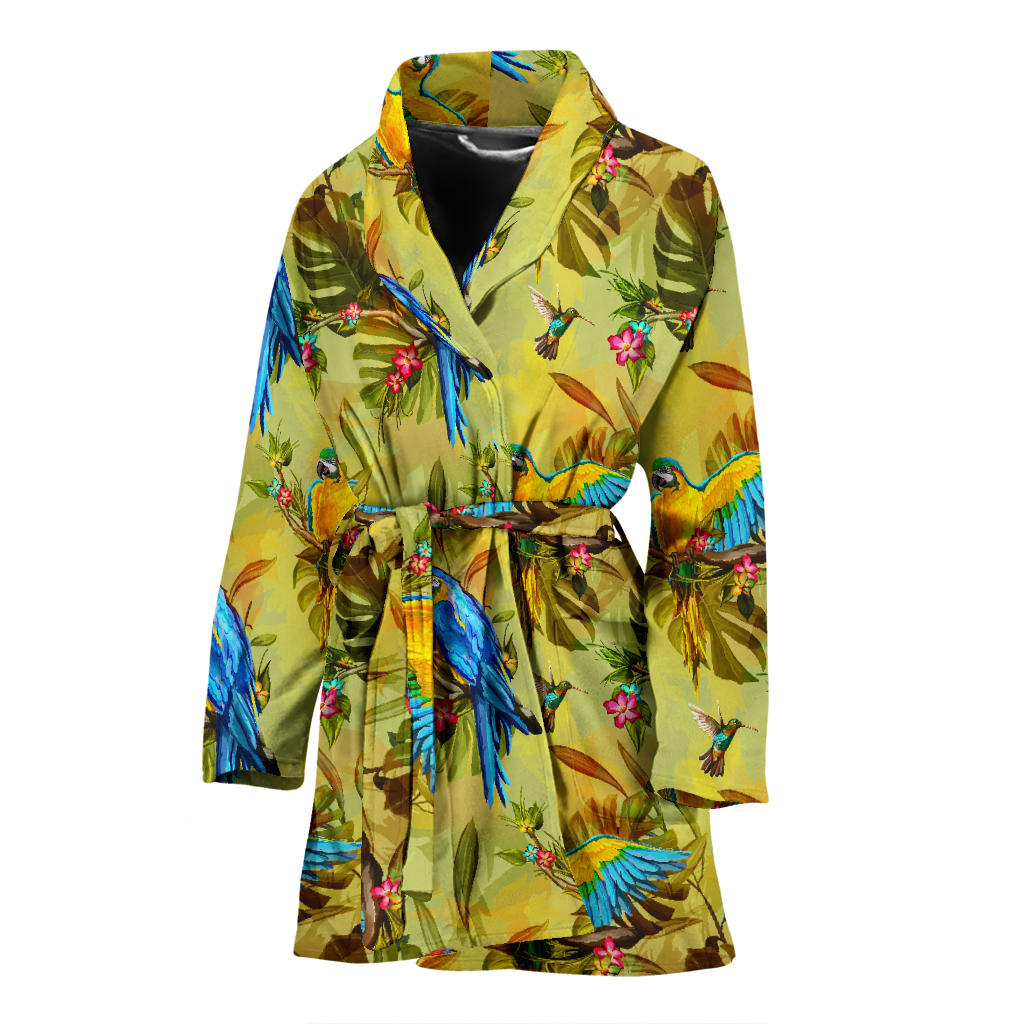 Parrot Pattern Print Design A02 Women Bathrobe