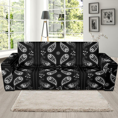 Bandana Paisley Black Print Design LKS308 Sofa Slipcover