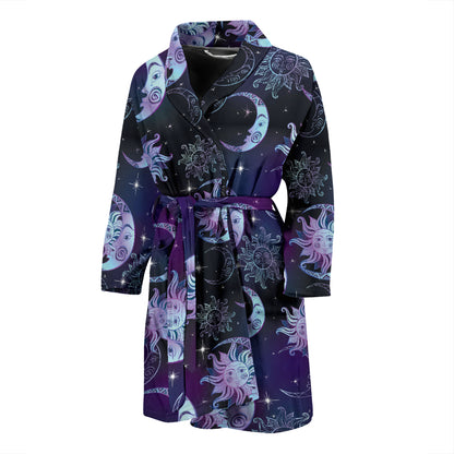 Sun Moon Print Design LKS303 Men Bathrobe