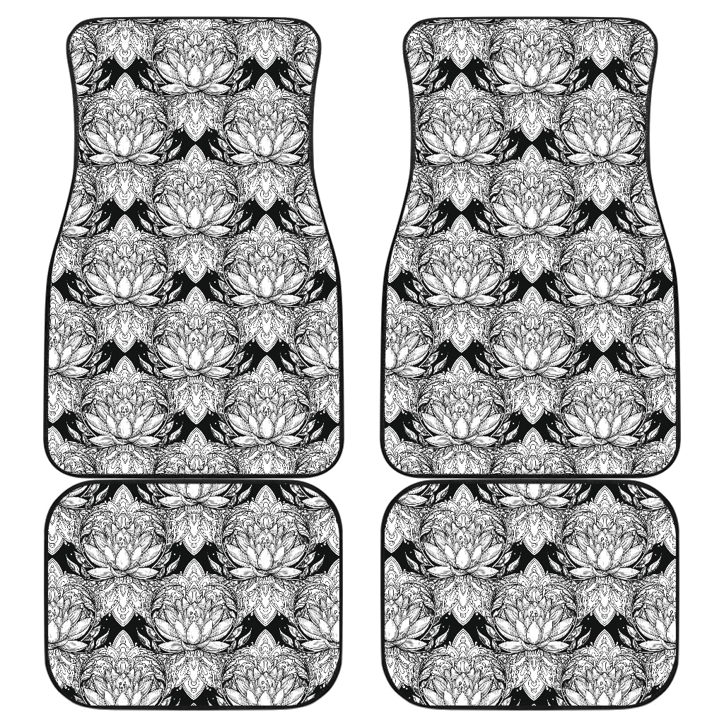 Lotus Mandala Print Pattern Car Floor Mats Front Back
