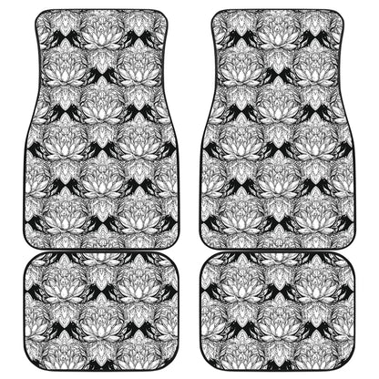Lotus Mandala Print Pattern Car Floor Mats Front Back