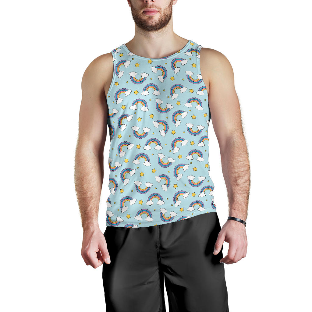 Rainbow Cloud Print Pattern Men Tank Top