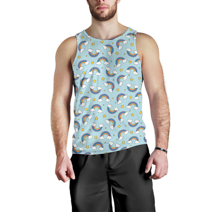 Rainbow Cloud Print Pattern Men Tank Top