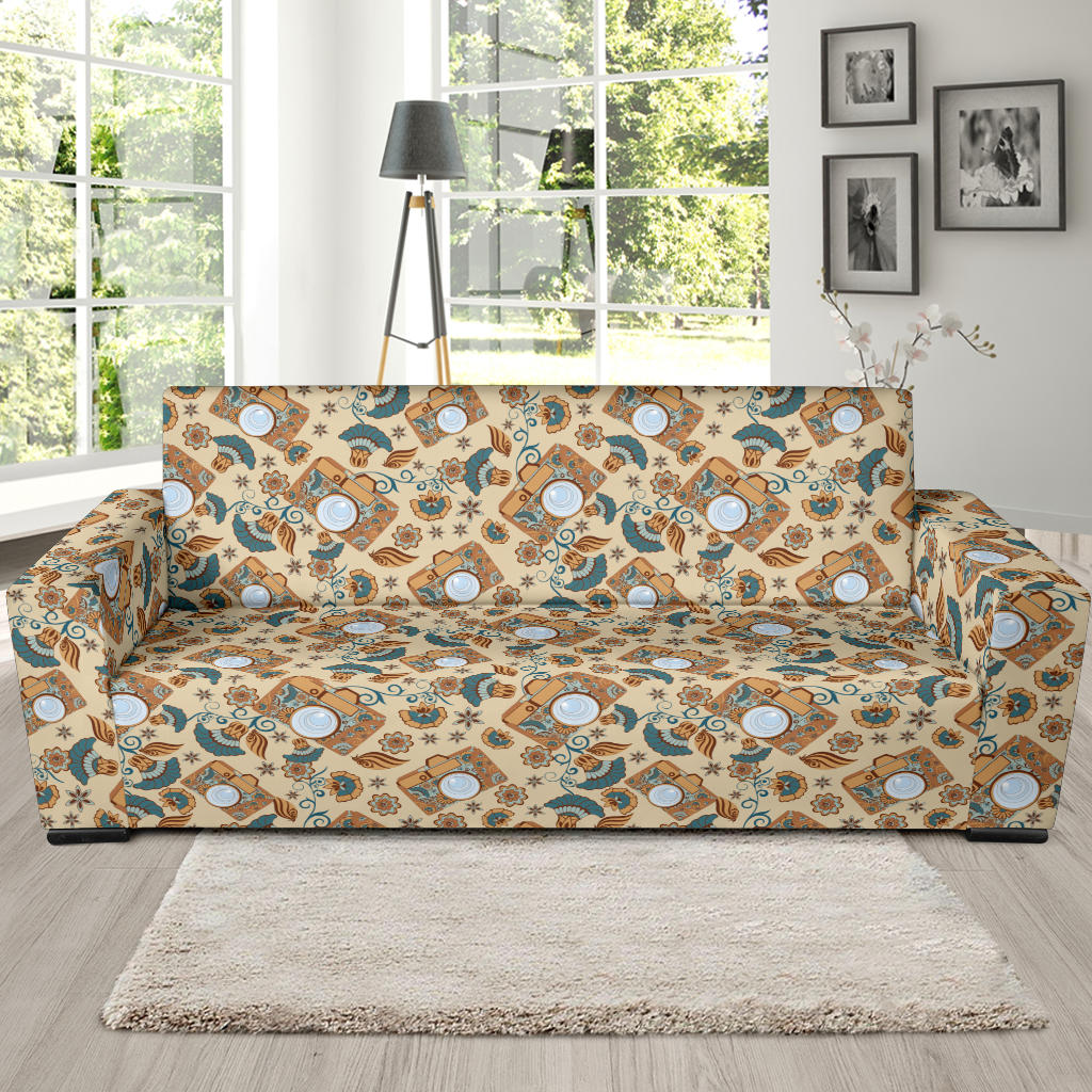 Camera Pattern Print Design 05 Sofa Slipcover