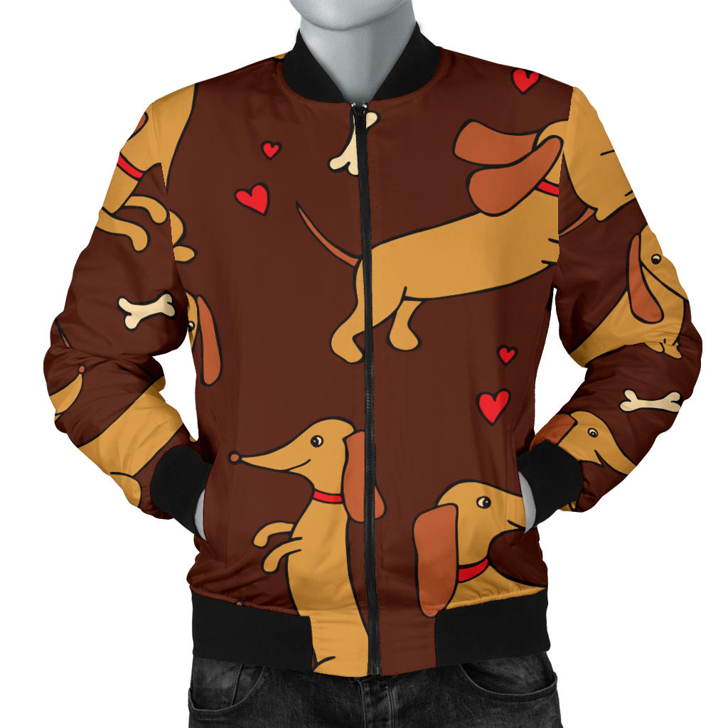 Dachshund Happy Print Pattern Men Bomber Jacket