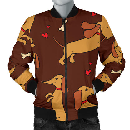 Dachshund Happy Print Pattern Men Bomber Jacket