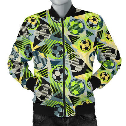 Soccer Ball Themed Print Pattern Men Bomber Jacket