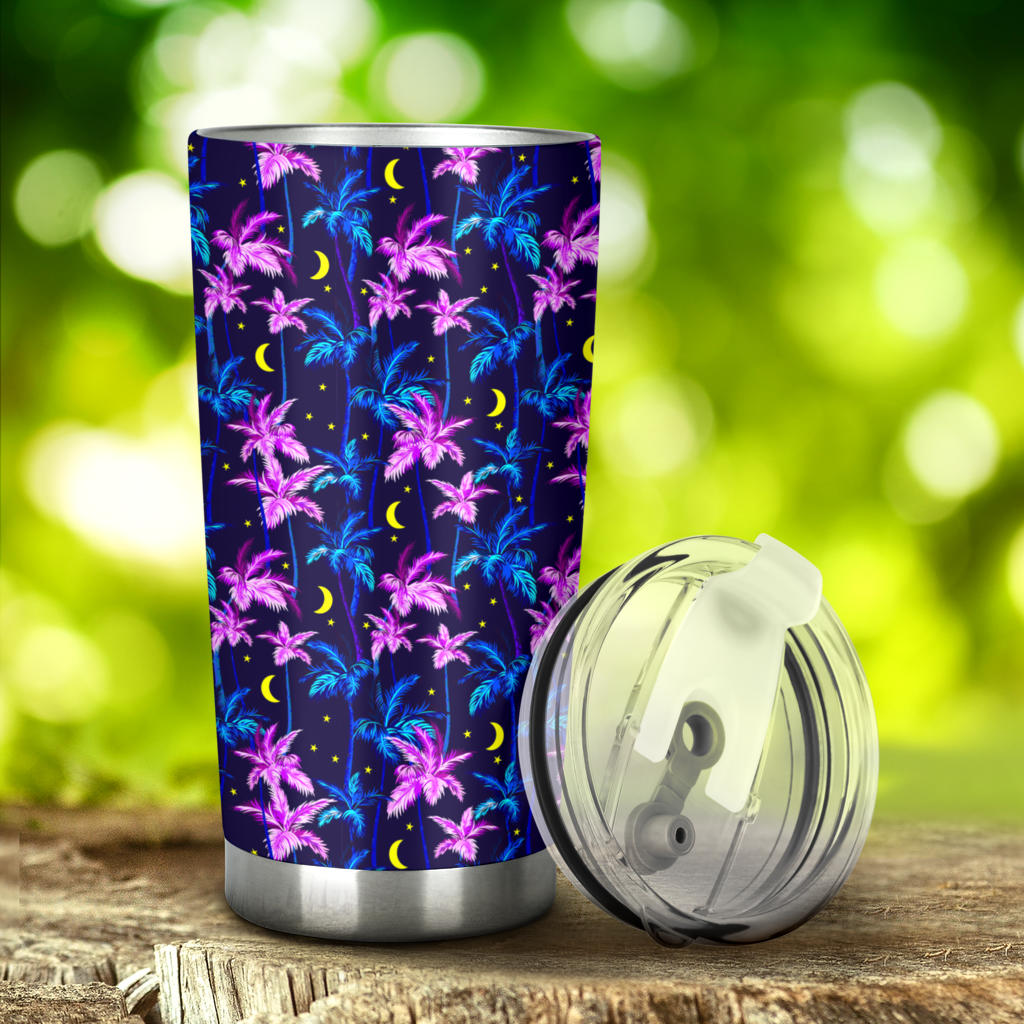 Palm Tree Night Scene Design Print Tumbler
