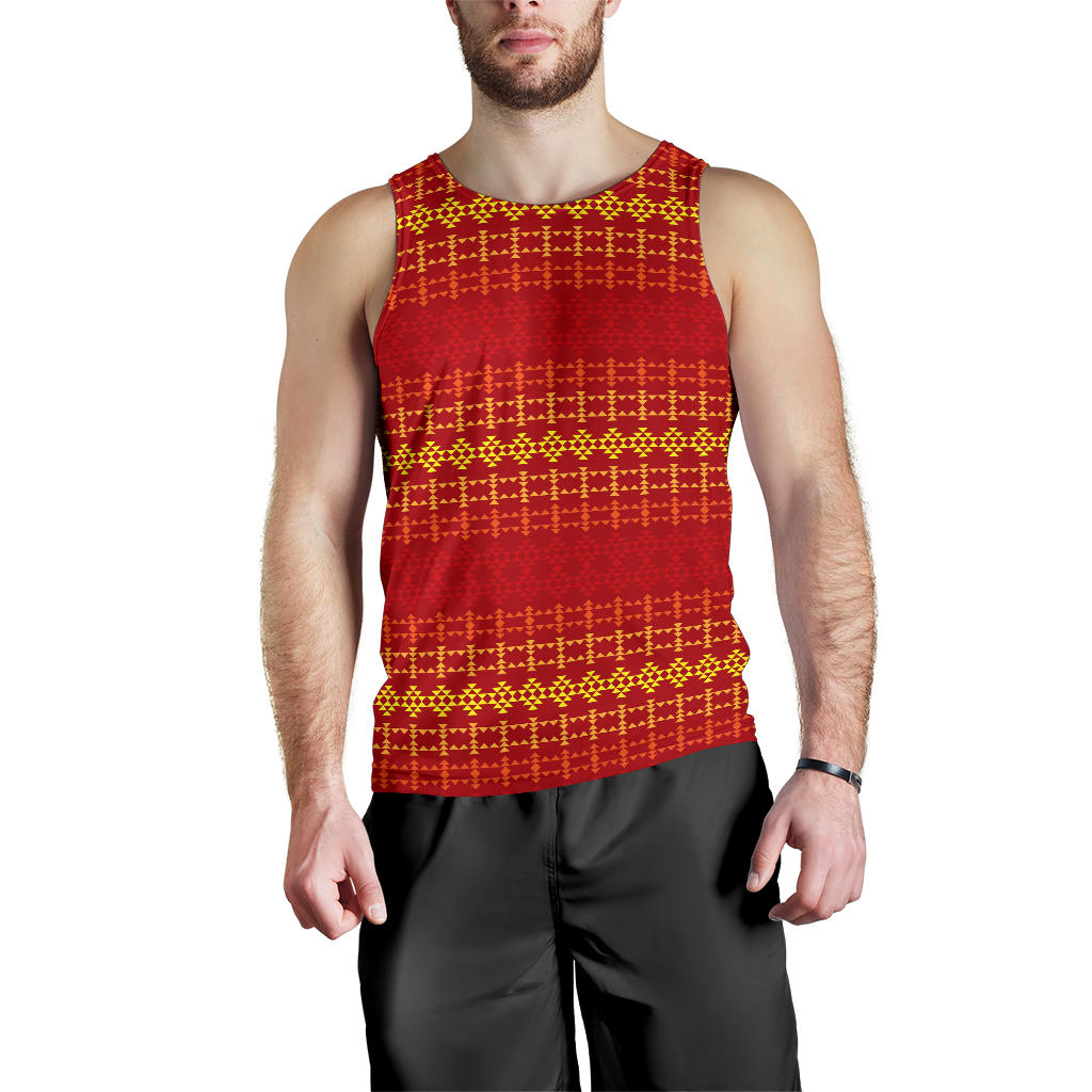 Southwest Red Gold Design Themed Print Men Tank Top