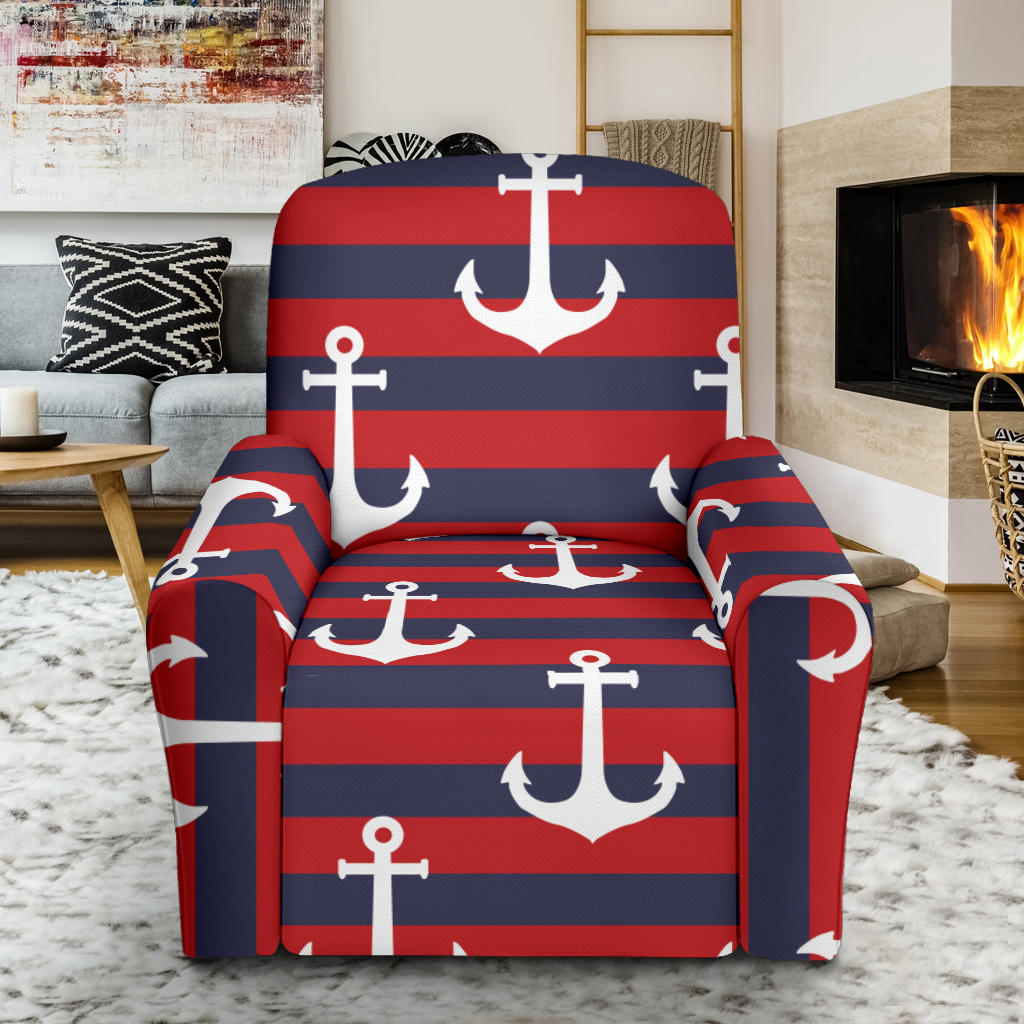 Nautical Pattern Print Design A05 Recliner Slipcover with Pocket