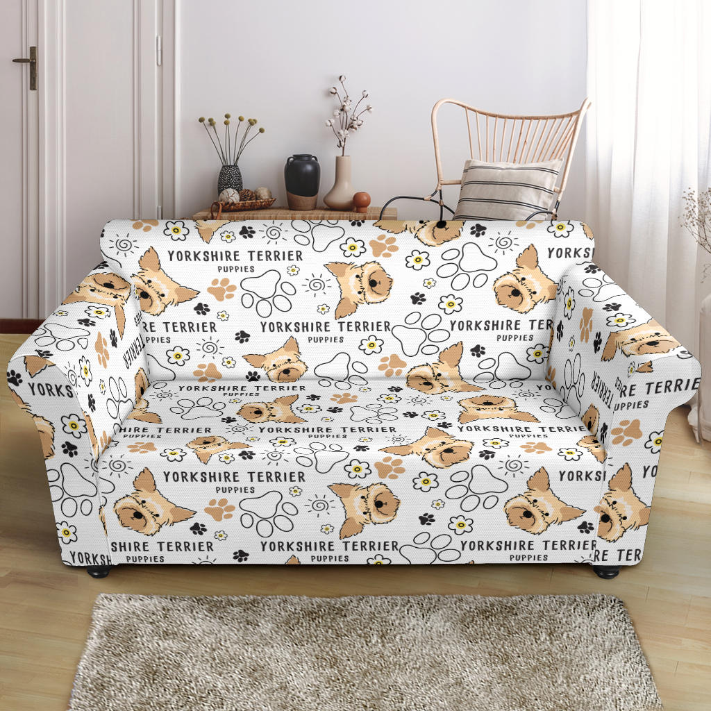 Yorkshire Terriers Print Design LKS308 Loveseat Couch Slipcover