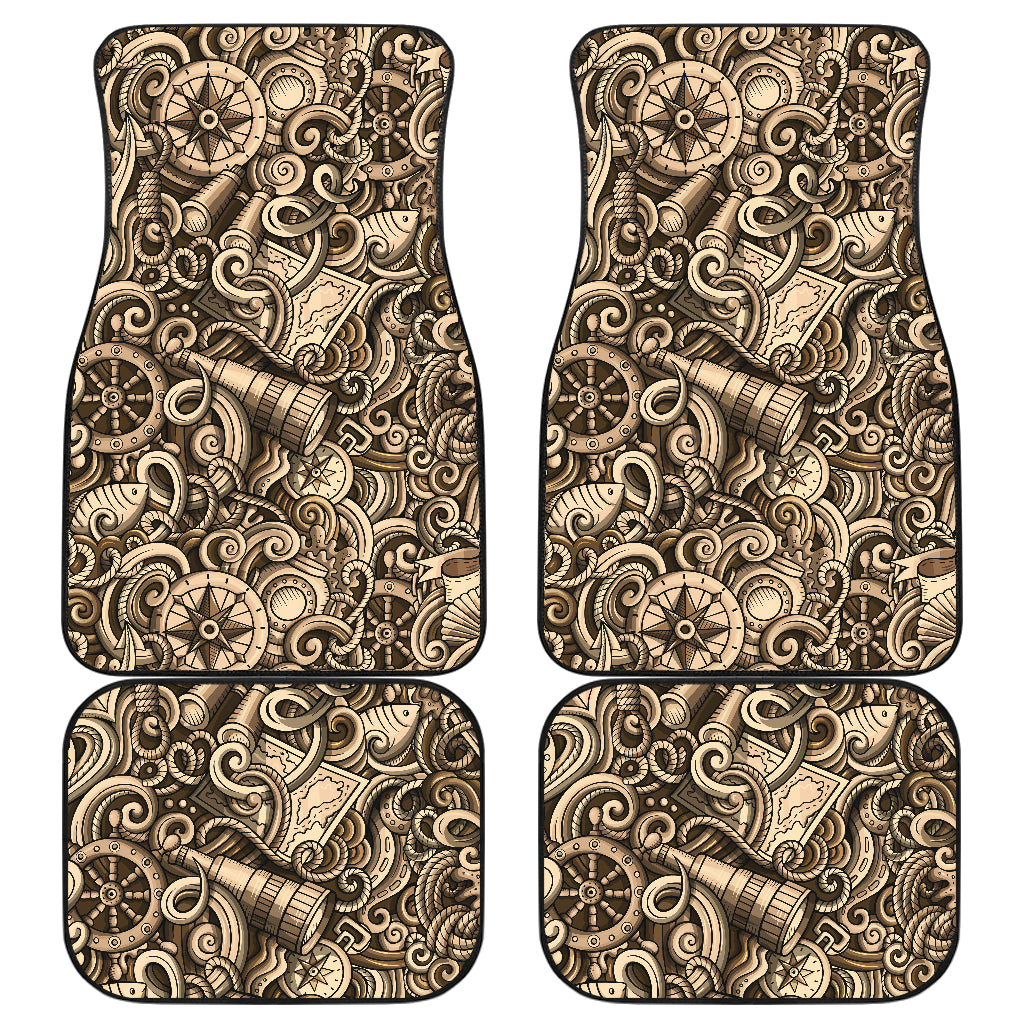 Nautical Tattoo Design Themed Print Car Floor Mats Front Back
