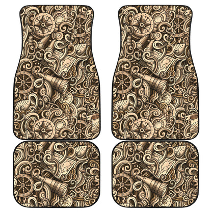 Nautical Tattoo Design Themed Print Car Floor Mats Front Back