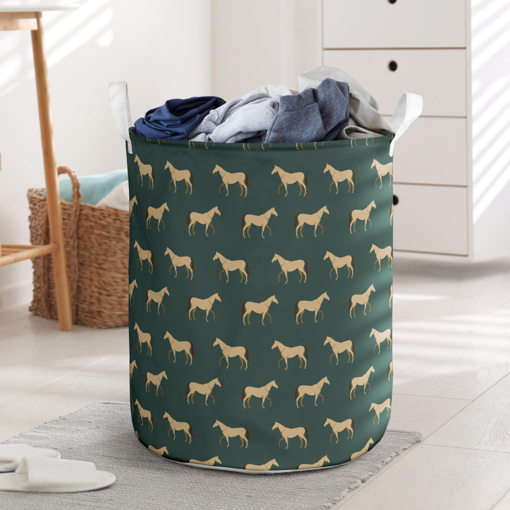 Horse Classic Themed Pattern Print Laundry Basket