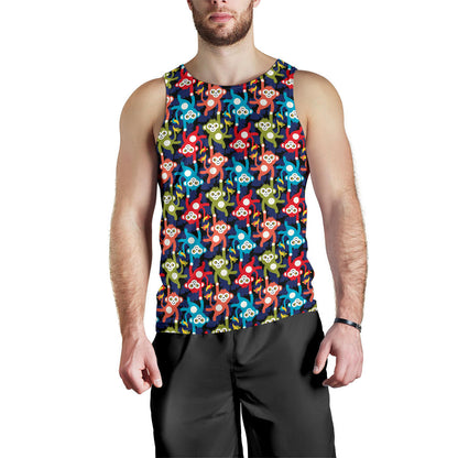 Monkey Colorful Design Themed Print Men Tank Top