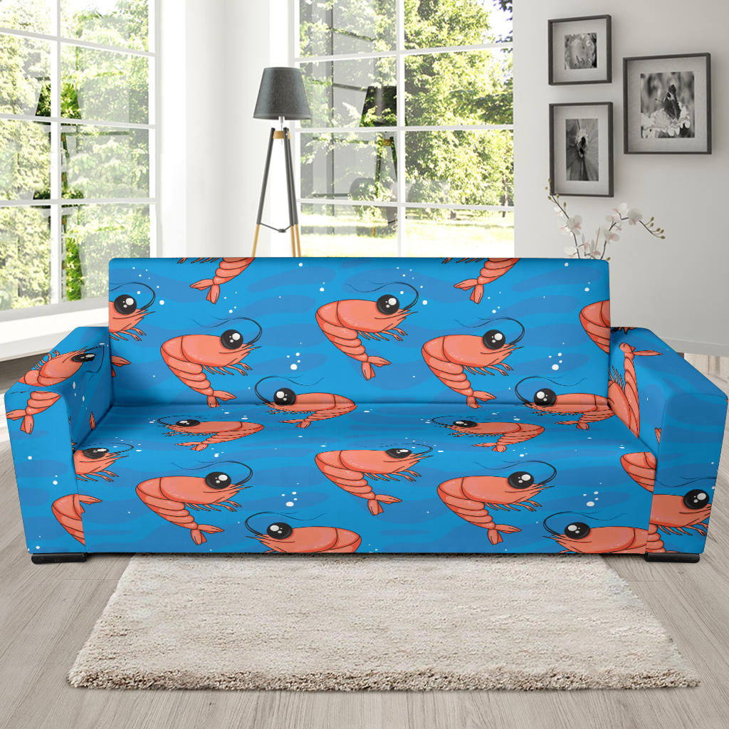 Prawn Cute Pattern Print Design 03 Sofa Slipcover