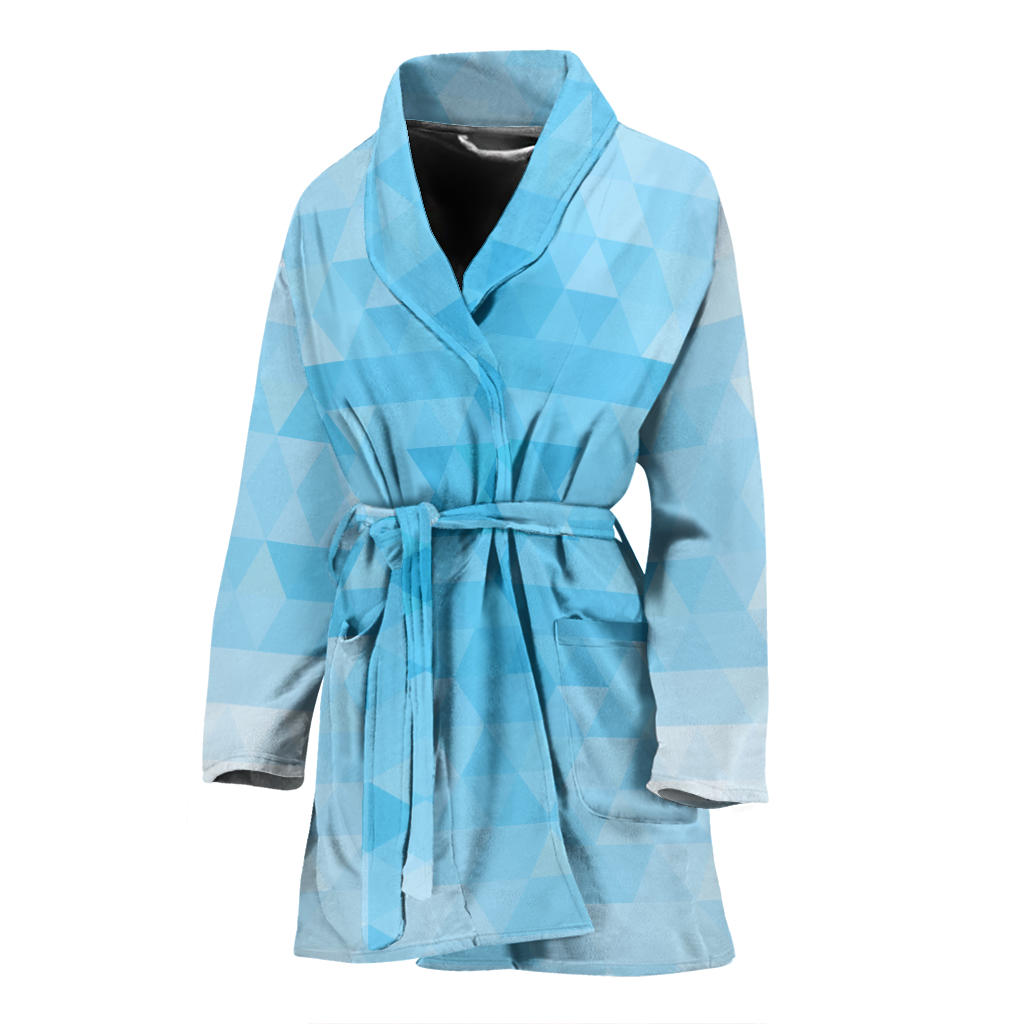 Geometric Blue Pattern Print Design 01 Women Bathrobe