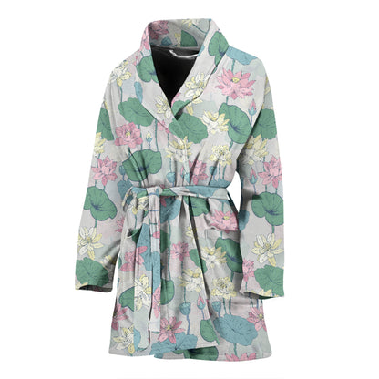 Water Lily Print Design LKS305 Women Bathrobe