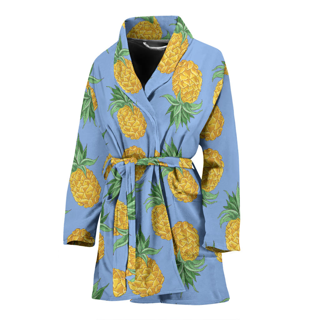 Pineapple Pattern Print Design A04 Women Bathrobe