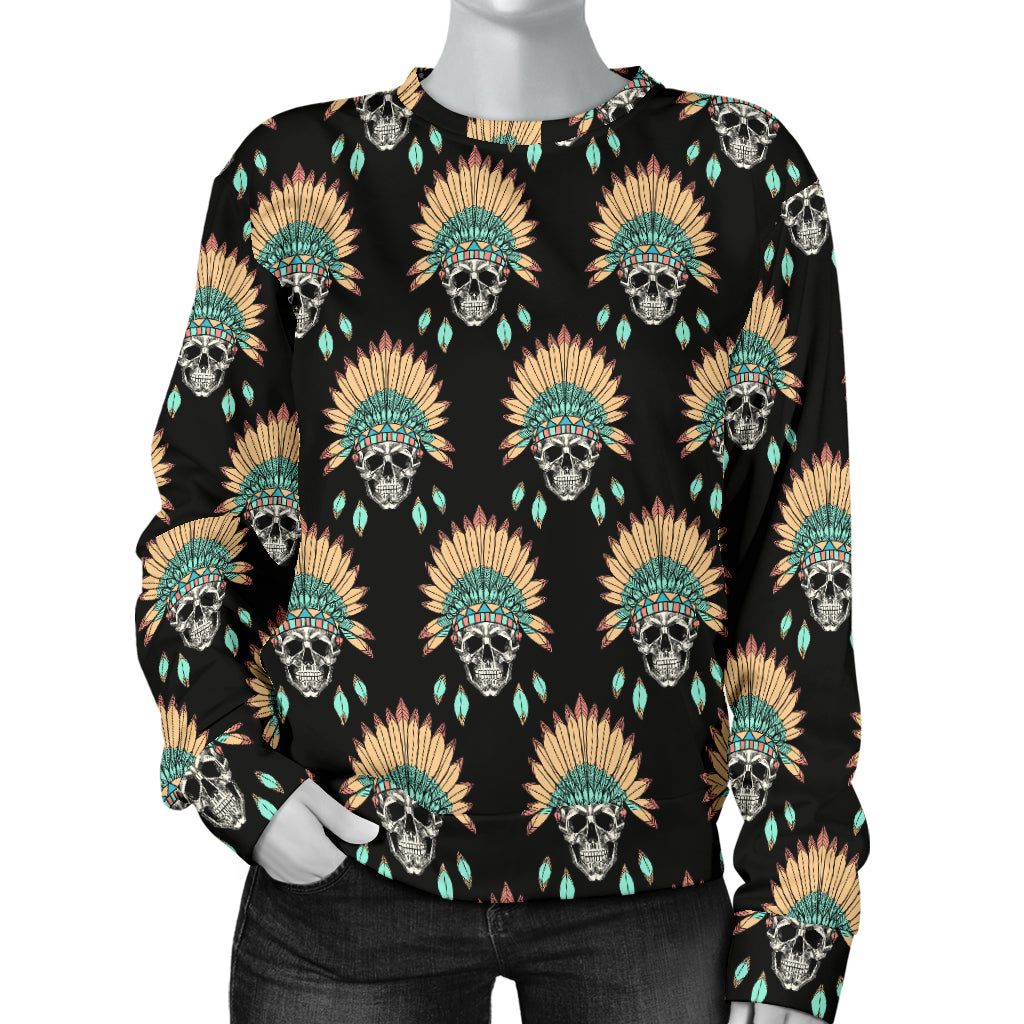 American indian Skull Pattern Women Long Sleeve Sweatshirt