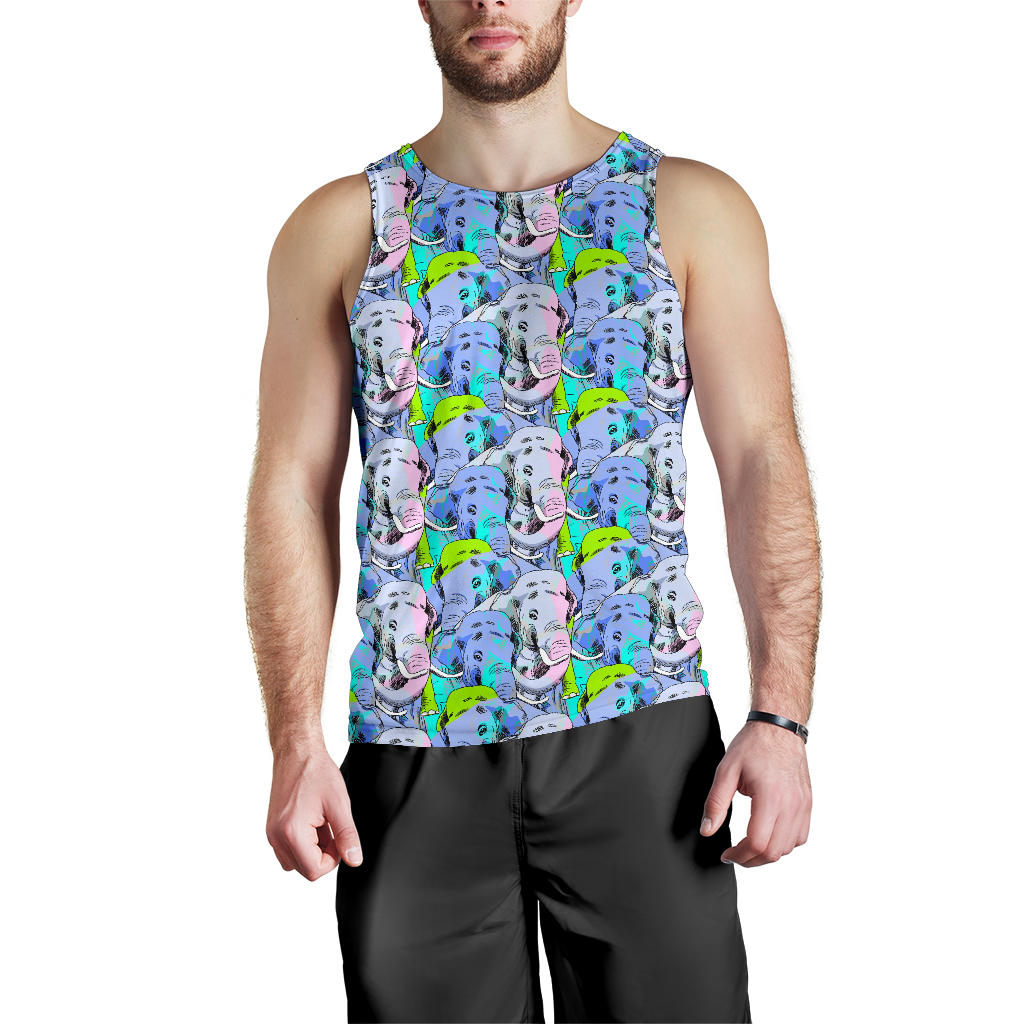 Elephant Art color Print Pattern Men Tank Top