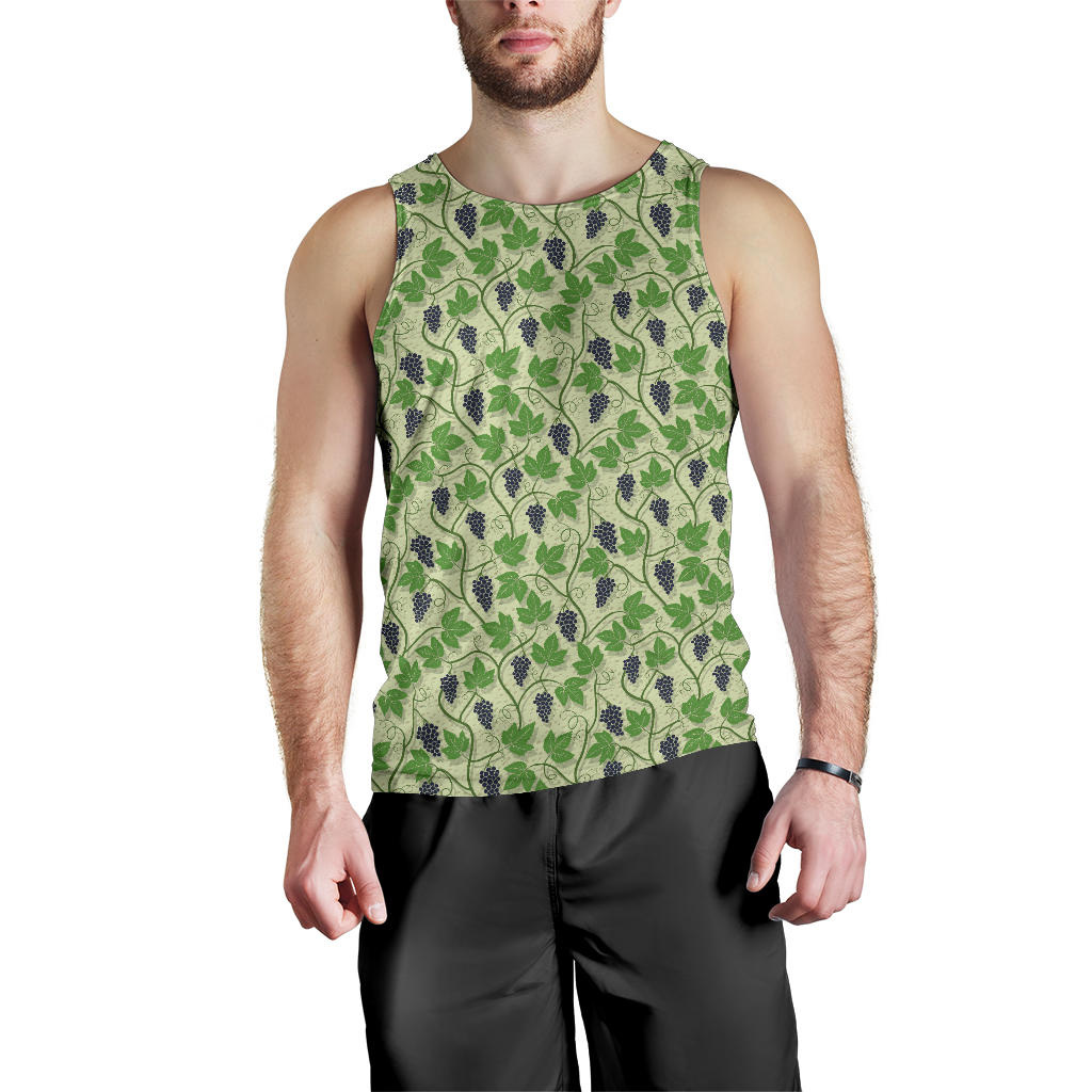 Wine Grape Thmed Print Men Tank Top