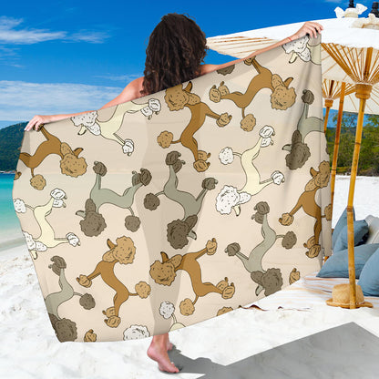 Poodle Pattern Print Design A01 Sarong Pareo Wrap