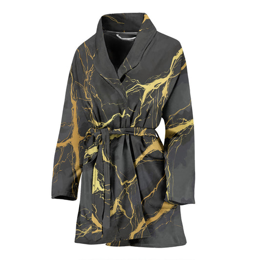 Marble Pattern Print Design 02 Women Bathrobe