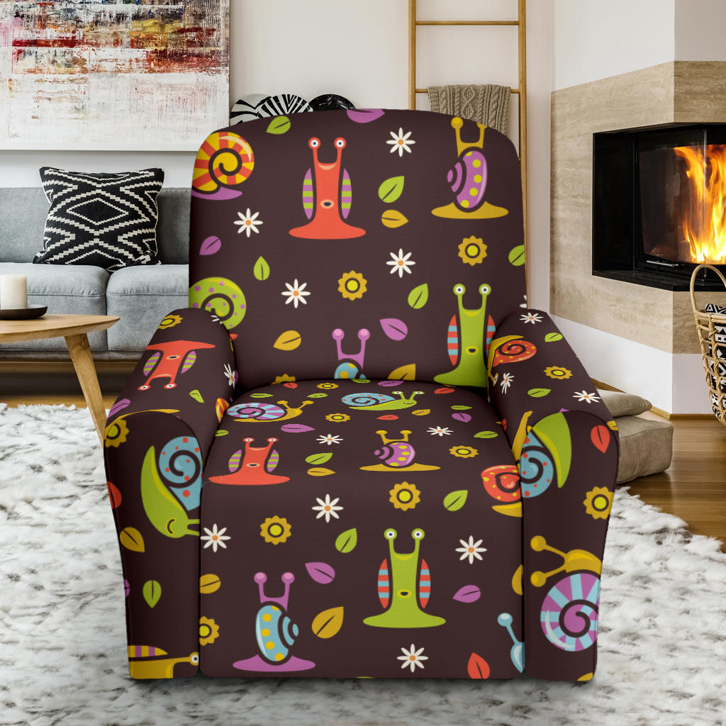 Snail Pattern Print Design 01 Recliner Slipcover with Pocket