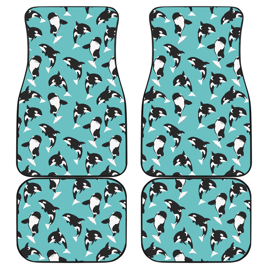 Whale Action Design Themed Print Car Floor Mats Front Back
